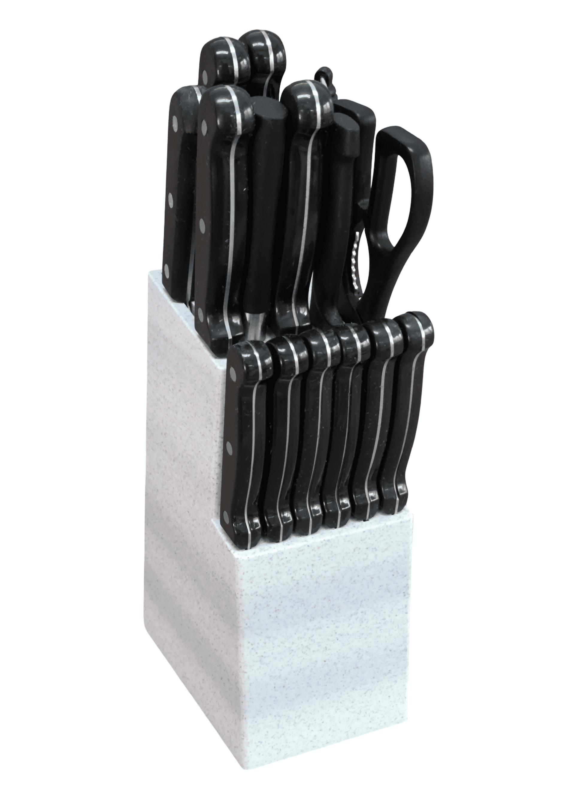 Cuchillero, porta cuchillos universal 15 piezas, imitacion marmol, sin cuchillos - 1